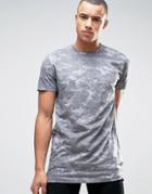 New Look Longline Camo T-shirt In Khaki - Green