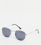 South Beach Hexagonal Sunglasses With Silver Frames