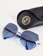 Ray-ban Women's Oversized Square Blue Lens Sunglasses In Silver 0rb8065