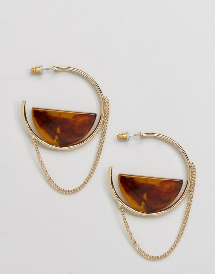 Asos Resin Semi Circle Hoop Earrings - Gold