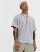 Asos Design Organic Oversized T-shirt With Crew Neck In Gray Heather-grey