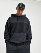 Asos Design Oversized Hoodie In Tonal Black Scuba Color Block - Part Of A Set