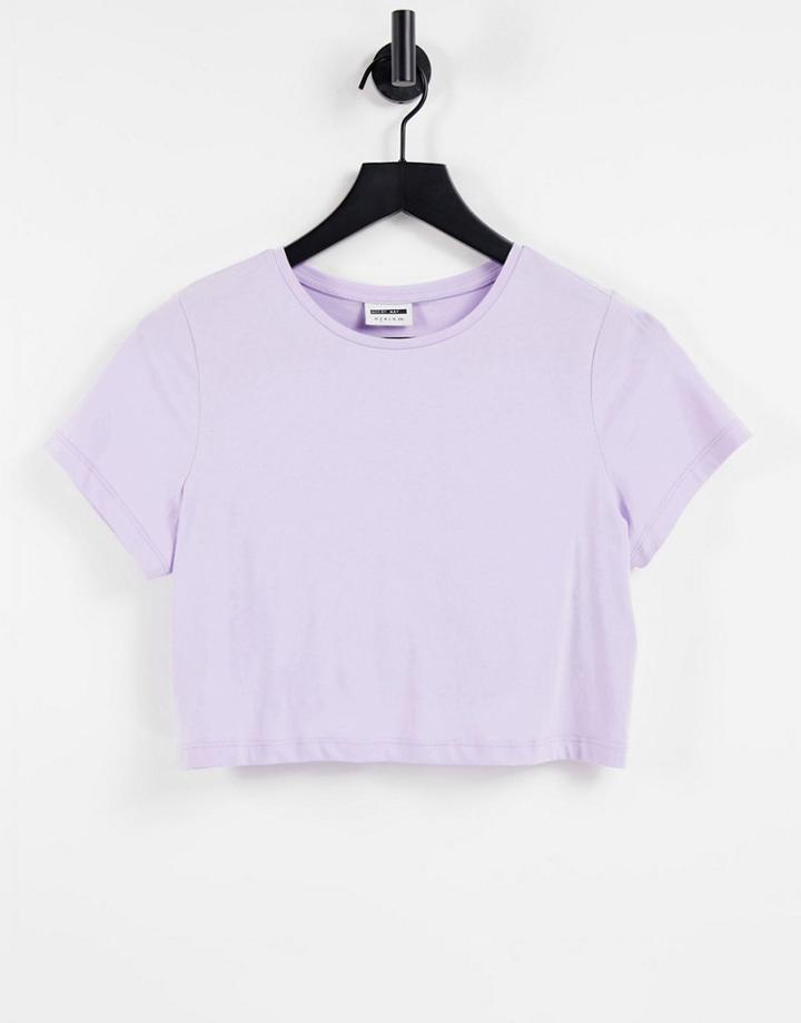 Noisy May Organic Cotton Cropped T-shirt In Lilac-purple