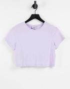 Noisy May Organic Cotton Cropped T-shirt In Lilac-purple