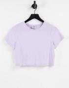 Noisy May Organic Cotton Cropped T-shirt In Lilac-purple