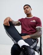 Ellesse Agrigento Ringer T-shirt With Small Logo In Burgundy - Red