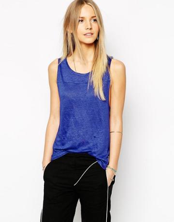 By Zoe Tank Top With Drop Armholes - Blue