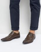 Frank Wright Wing Tip Brogue Shoes In Brown Leather - Brown