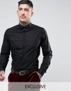Noose & Monkey Skinny Smart Shirt With Curve Collar - Black