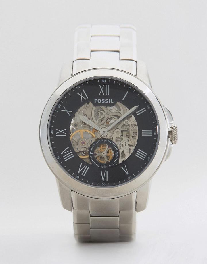 Fossil Grant Mechanical Bracelet Watch In Silver - Silver