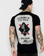 Religion T-shirt With Chest & Back Print - Black