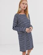 Pieces Ingrid Stripe Jersey Dress - Navy