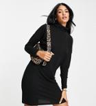 Noisy May Tall Mini Sweater Dress With Turtle Neck In Black