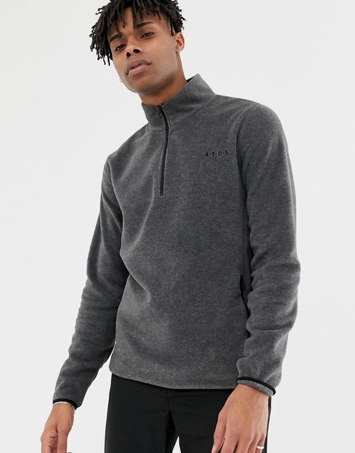 Asos 4505 Fleece With 1/4 Zip In Gray Thermal Fabric - Gray