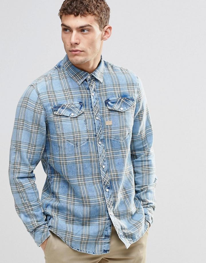 G-star Tacoma Green Check Shirt - Blue