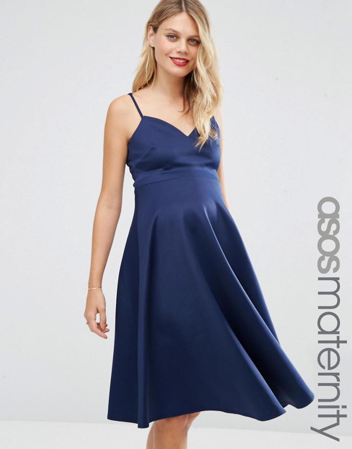 Asos Maternity Scuba Strappy Midi Dress - Navy
