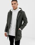 French Connection Fishtail Hooded Parka With Fleece Lining-green