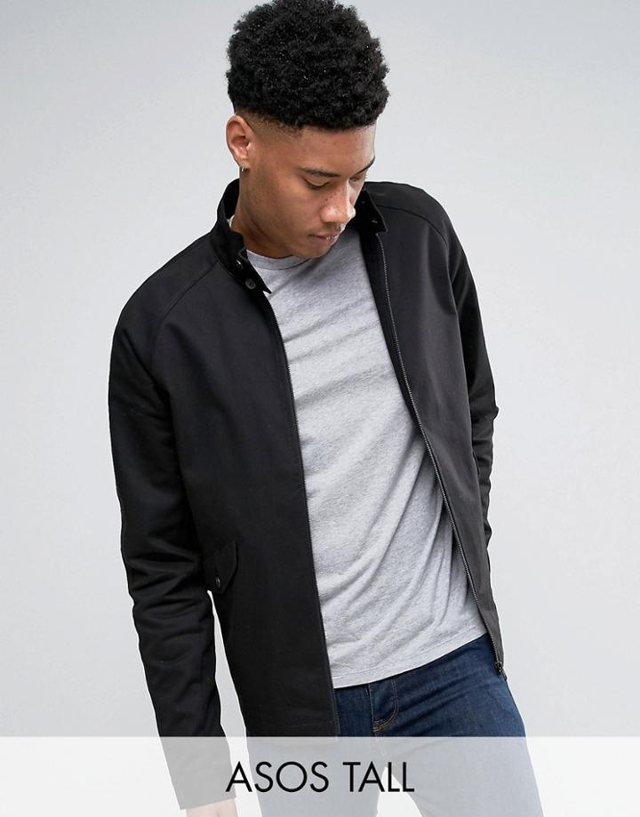 Asos Tall Harrington Jacket With Funnel Neck In Black - Red