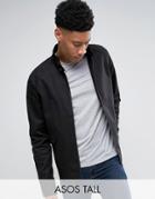 Asos Tall Harrington Jacket With Funnel Neck In Black - Red