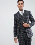 Asos Design Super Skinny Suit Jacket In Tonal Grey Check - Gray