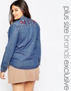 Alice & You Embroidered Denim Shirt - Blue