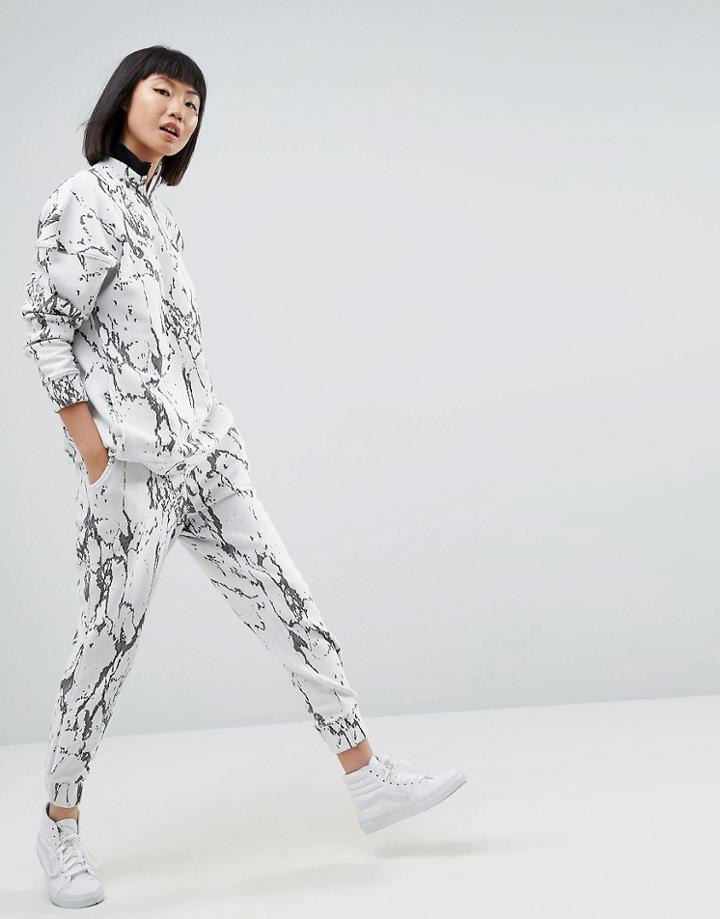 Asos White Marble Textured Jogger - Multi