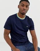 Lacoste Tipped Ringer T-shirt In Navy
