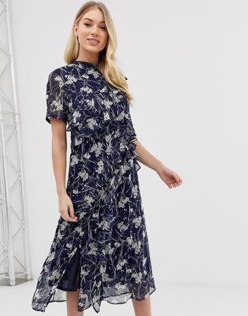 C By Cubic Floral Midi Dress - Navy