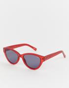 Quay Australia Rizzo Slim Cat Eye Sunglasses - Red