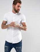 Siksilk Muscle Shirt In White With Jersey Sleeves - White