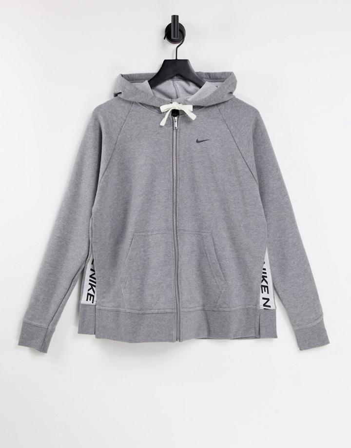 Nike Training Dri-fit Get Fit Zip-through Hoodie In Gray Heather-grey