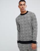 Asos Design Two-piece Sweatshirt In Gray Check - Gray