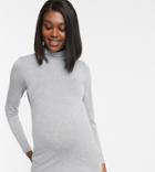 Asos Design Maternity Turtleneck Long Sleeve Top In Gray Marl