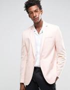 Asos Skinny Blazer In Pink With Fleck Detail - Pink