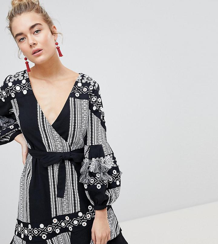 River Island Embellished Stripe Skater Dress - Black