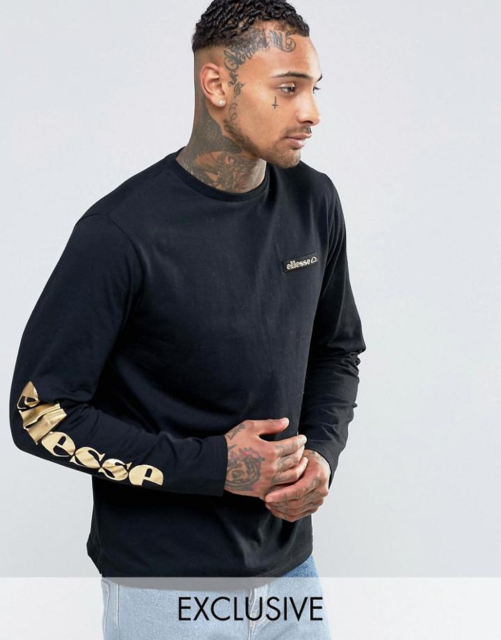 Ellesse Long Sleeve T-shirt With Sleeve Logo - Black