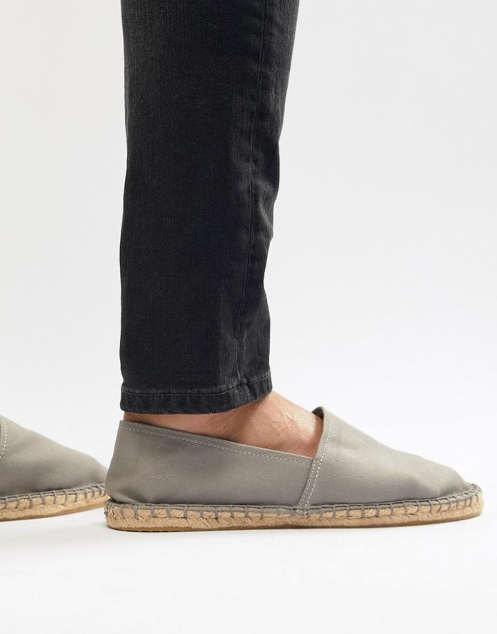 Asos Design Espadrilles In Gray Canvas - Gray