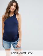 Asos Maternity Tank In Fancy Rib - Navy