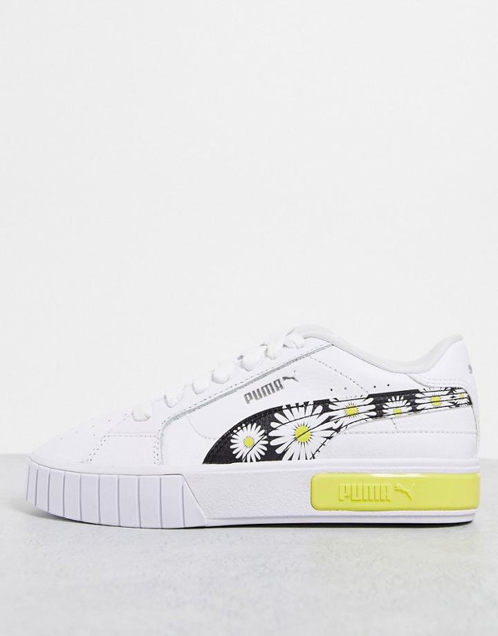 Puma Cali Star Sneakers With Daisy Print In White And Yellow