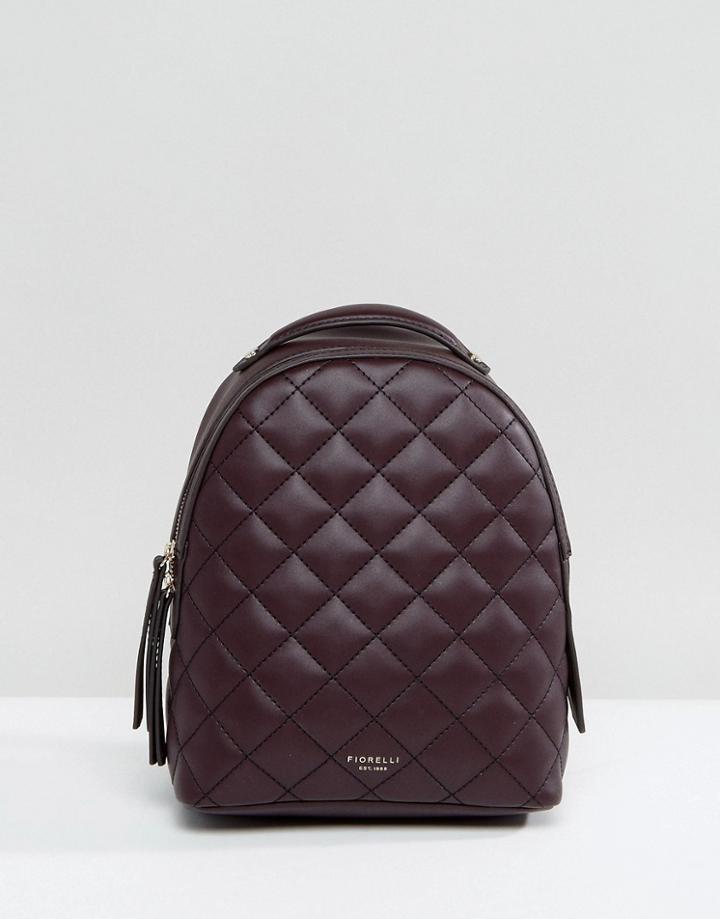 Fiorelli Mini Anouk Quilted Backpack In Aubergine - Purple