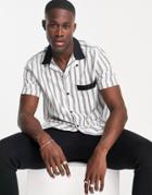 Topman Striped Shirt In Black And White-multi