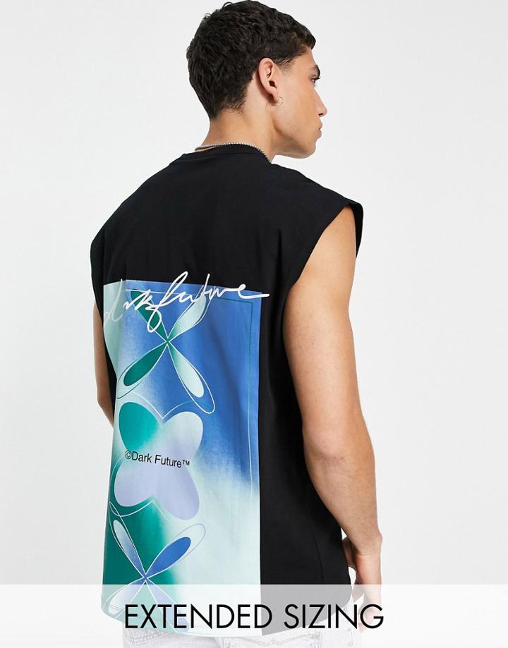 Asos Dark Future Oversized Tank Top With Large Back Graphic Print In Black