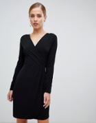 French Connection Slinky Wrap Dress-black