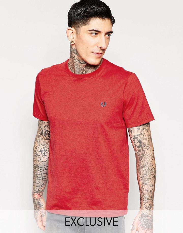 Fred Perry T-shirt With Laurel Logo Exclusive - Deep Red Marl