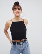 Asos Design Boxy Square Neck Crop Cami - Black