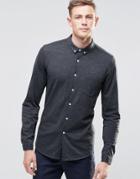 Asos Jersey Shirt In Charcoal With Long Sleeves - Gray