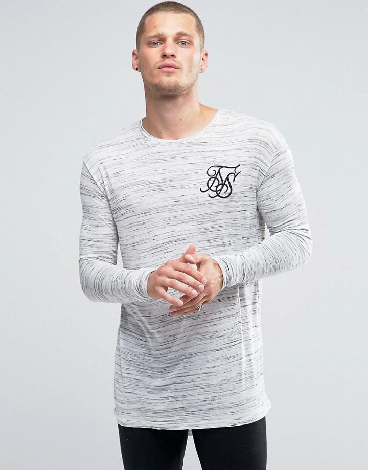 Siksilk Neppy Long Sleeve T-shirt With Fish Tail Hem - White