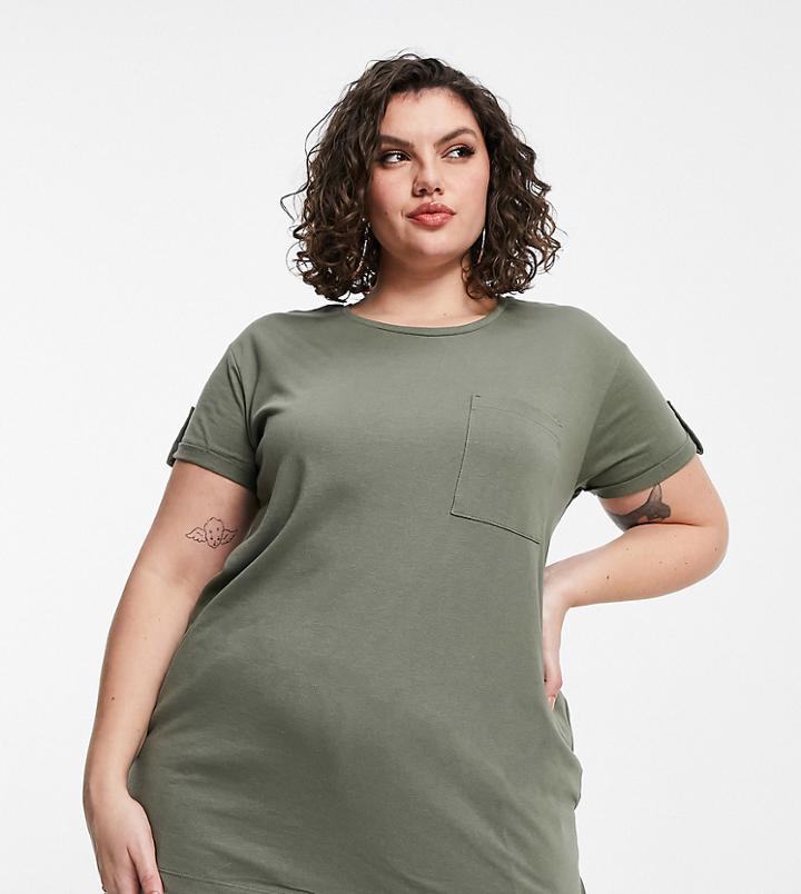Yours Pocket Front T-shirt In Khaki-green