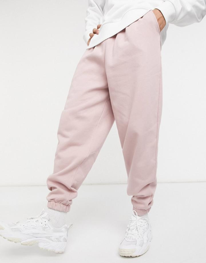 Asos Design Oversized Sweatpants With Narrow Waistband In Washed Pink
