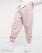 Asos Design Oversized Sweatpants With Narrow Waistband In Washed Pink